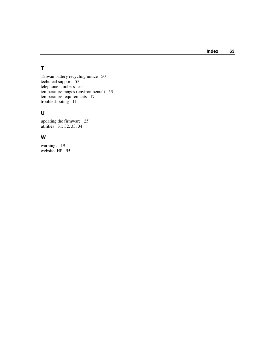 HP 50 Modular Smart Array User Manual | Page 63 / 63
