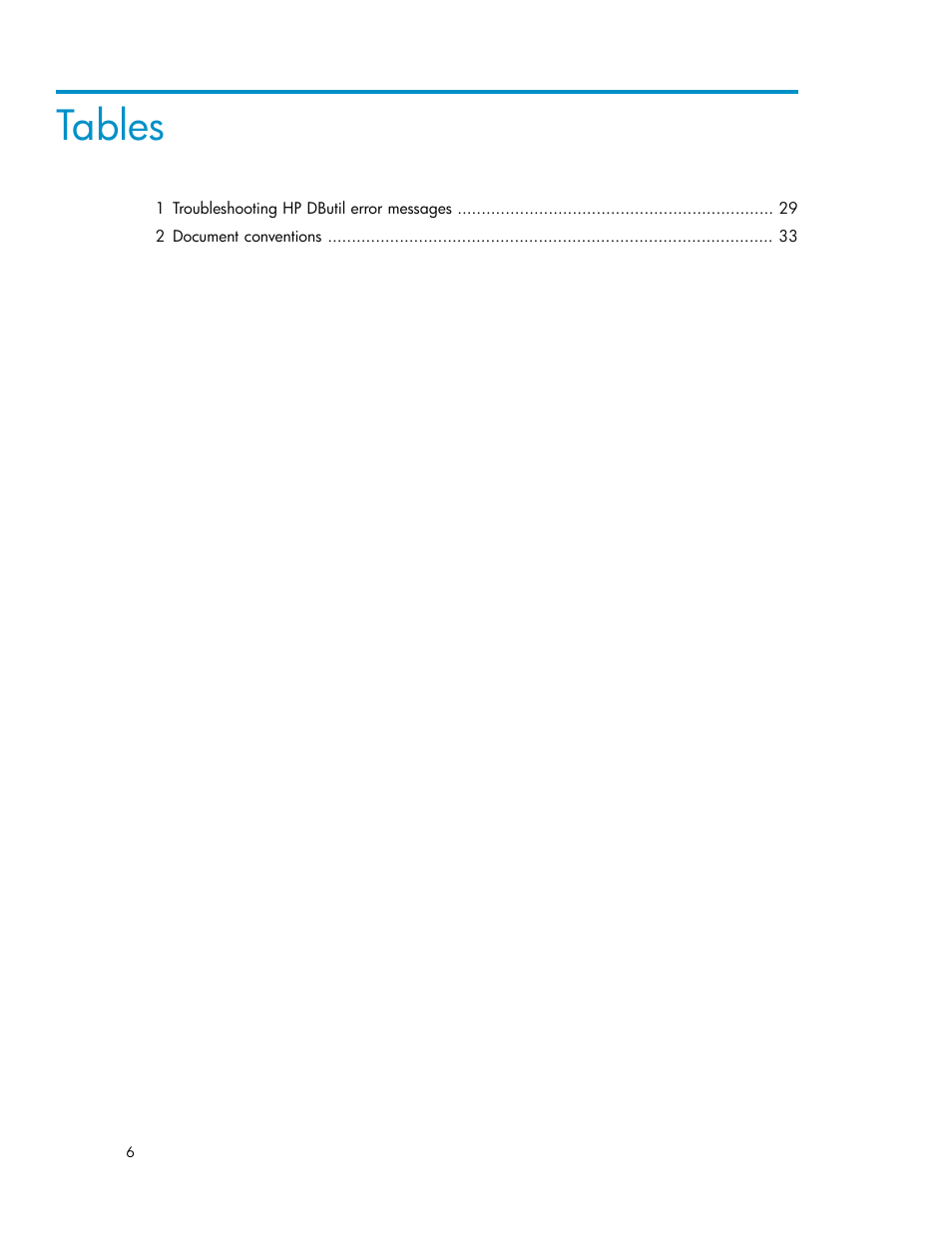 Tables | HP P6000 Continuous Access Software User Manual | Page 6 / 36
