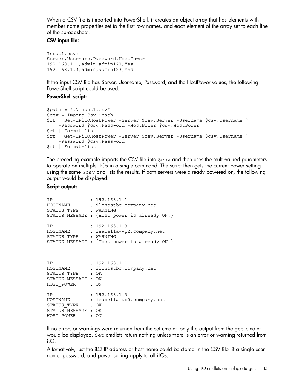 HP Scripting Tools for Windows PowerShell User Manual | Page 15 / 25