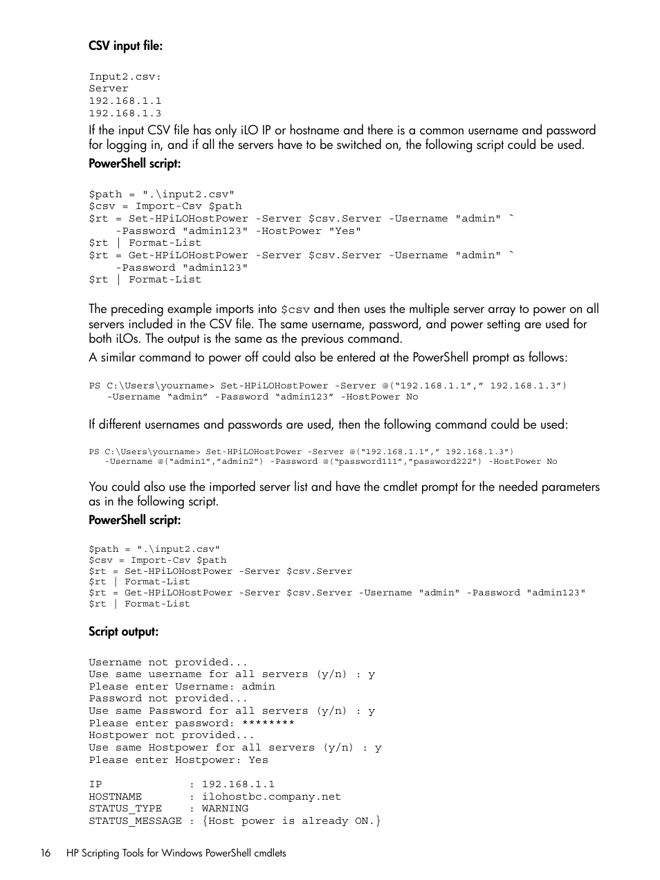 HP Scripting Tools for Windows PowerShell User Manual | Page 16 / 25