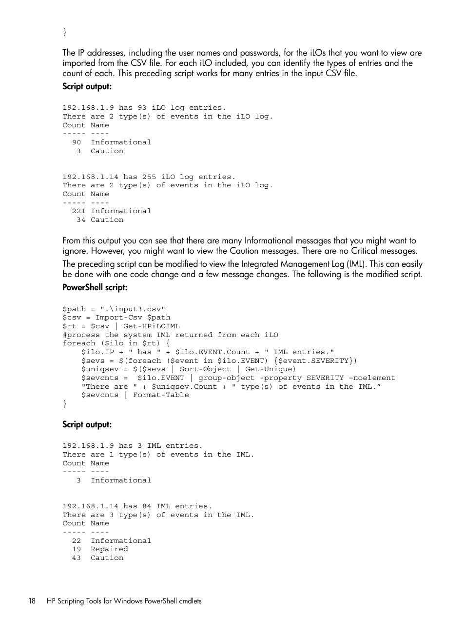 HP Scripting Tools for Windows PowerShell User Manual | Page 18 / 25