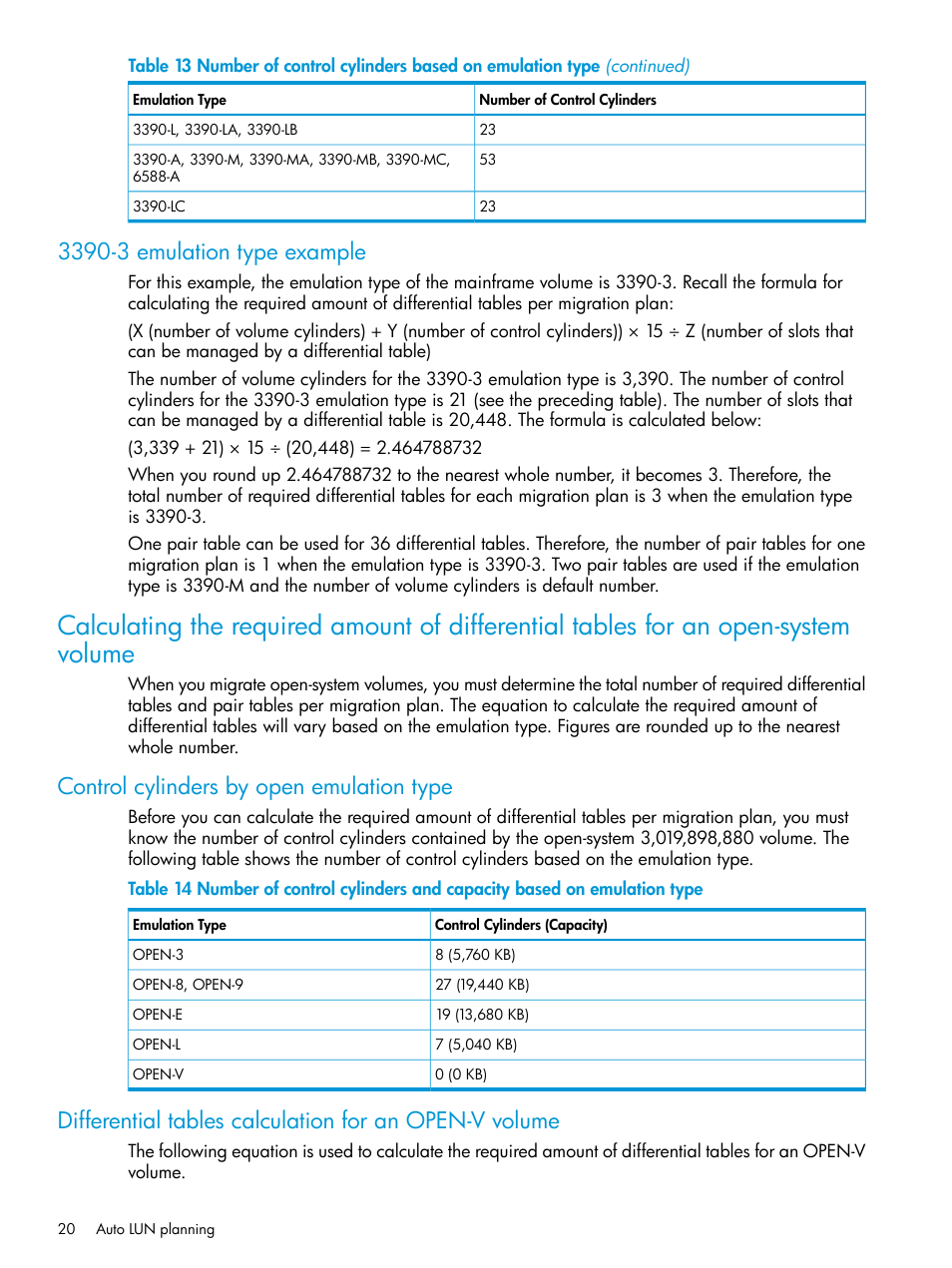 3390-3 emulation type example, Control cylinders by open emulation type | HP XP Racks User Manual | Page 20 / 56