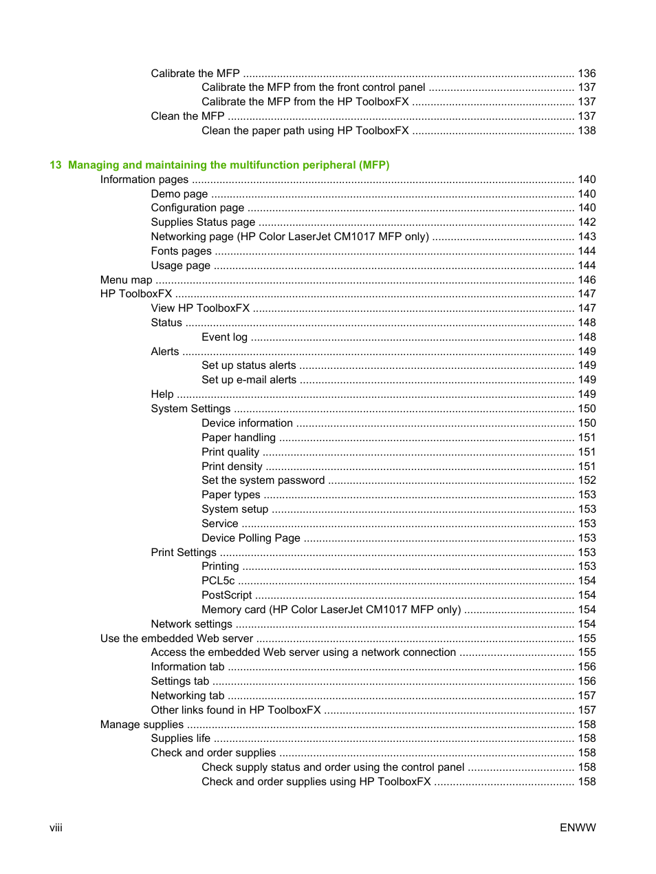 HP Color LaserJet CM1015CM1017 Multifunction Printer series User Manual | Page 10 / 264