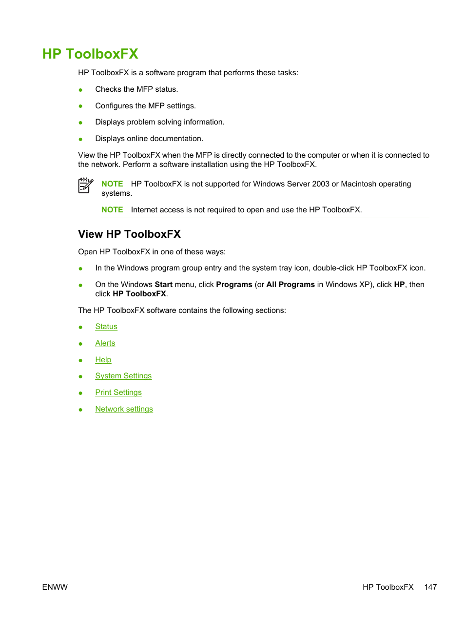 Hp toolboxfx, View hp toolboxfx | HP Color LaserJet CM1015CM1017 Multifunction Printer series User Manual | Page 161 / 264