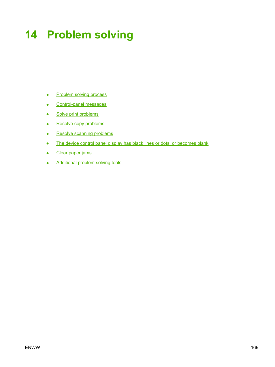 Problem solving, 14 problem solving | HP Color LaserJet CM1015CM1017 Multifunction Printer series User Manual | Page 183 / 264