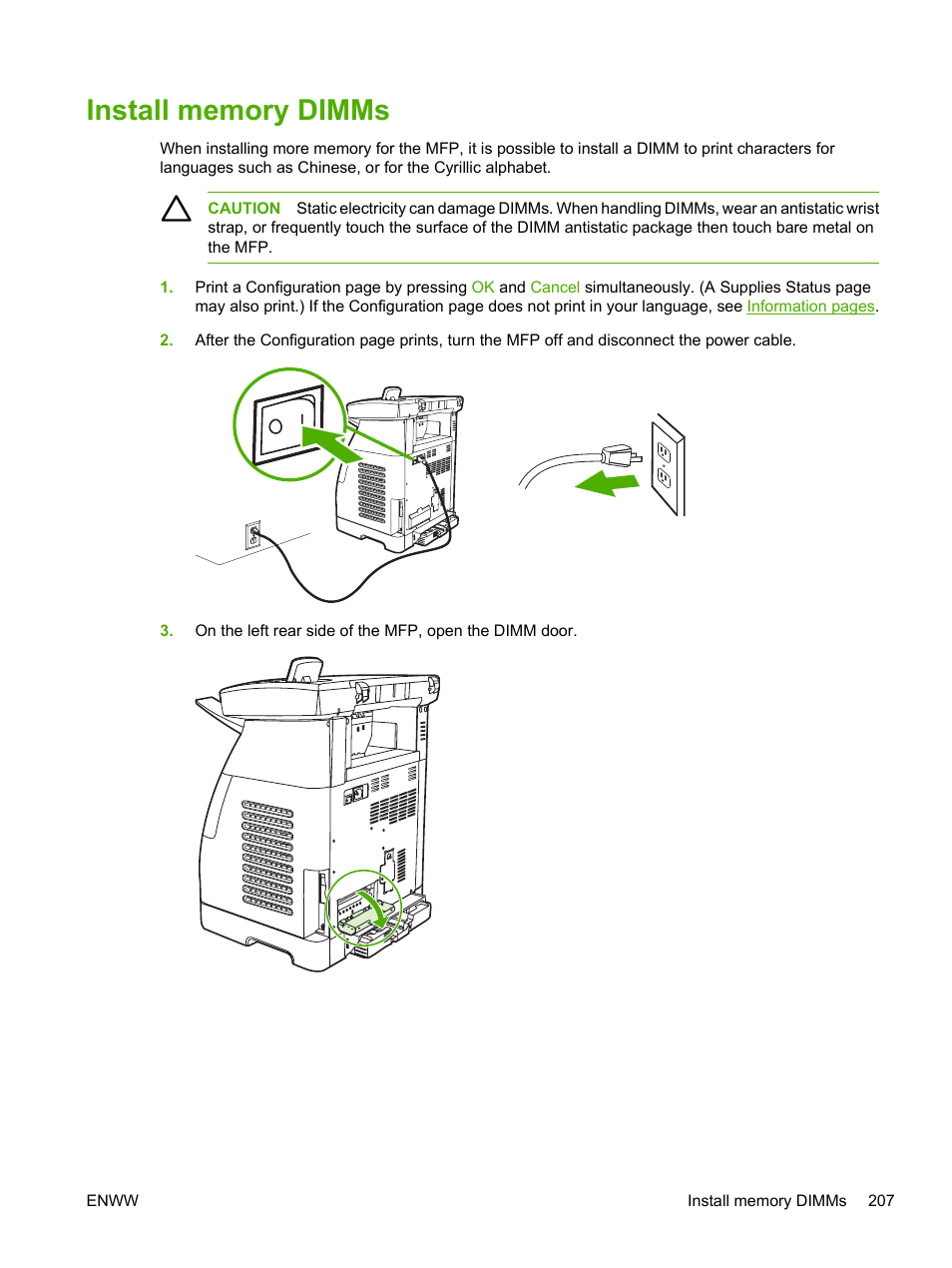 Install memory dimms | HP Color LaserJet CM1015CM1017 Multifunction Printer series User Manual | Page 221 / 264
