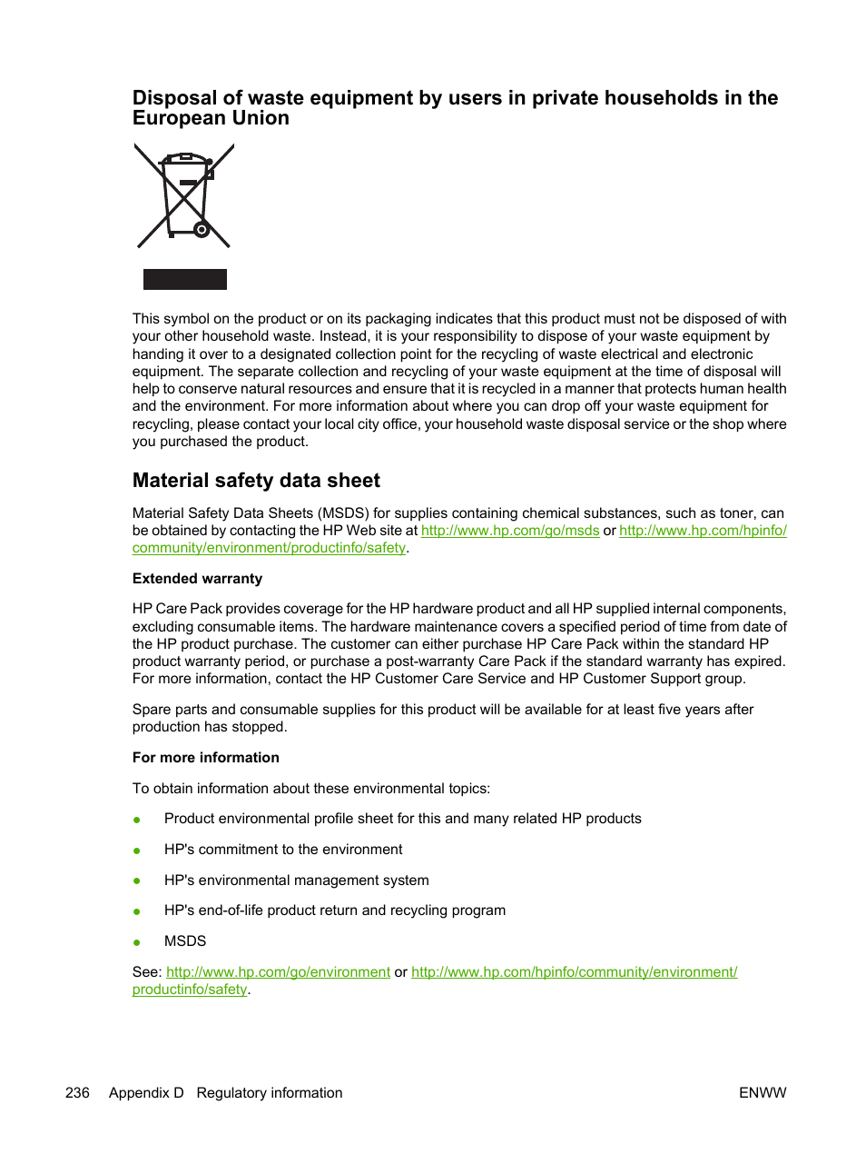 Material safety data sheet | HP Color LaserJet CM1015CM1017 Multifunction Printer series User Manual | Page 250 / 264