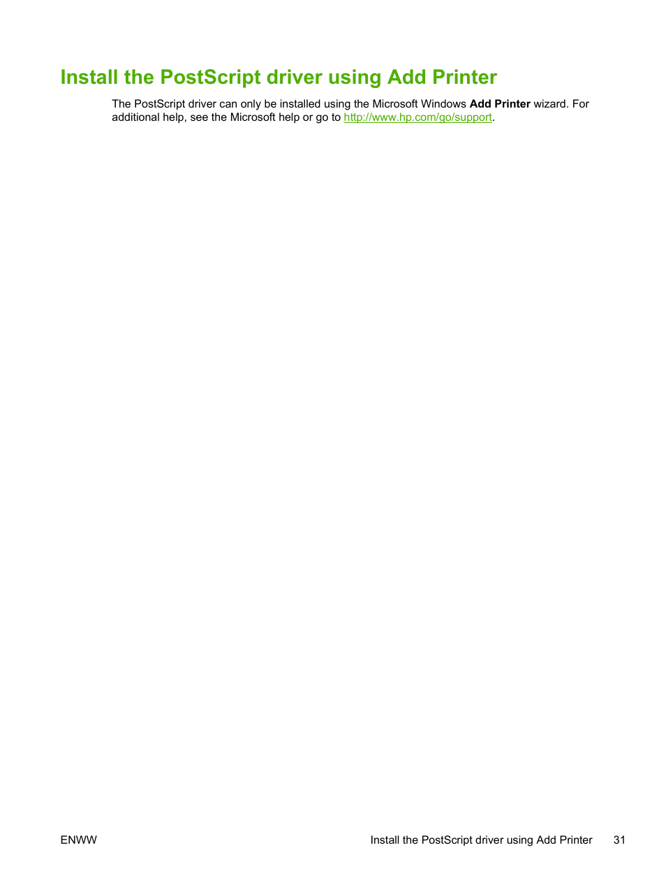 Install the postscript driver using add printer | HP Color LaserJet CM1015CM1017 Multifunction Printer series User Manual | Page 45 / 264