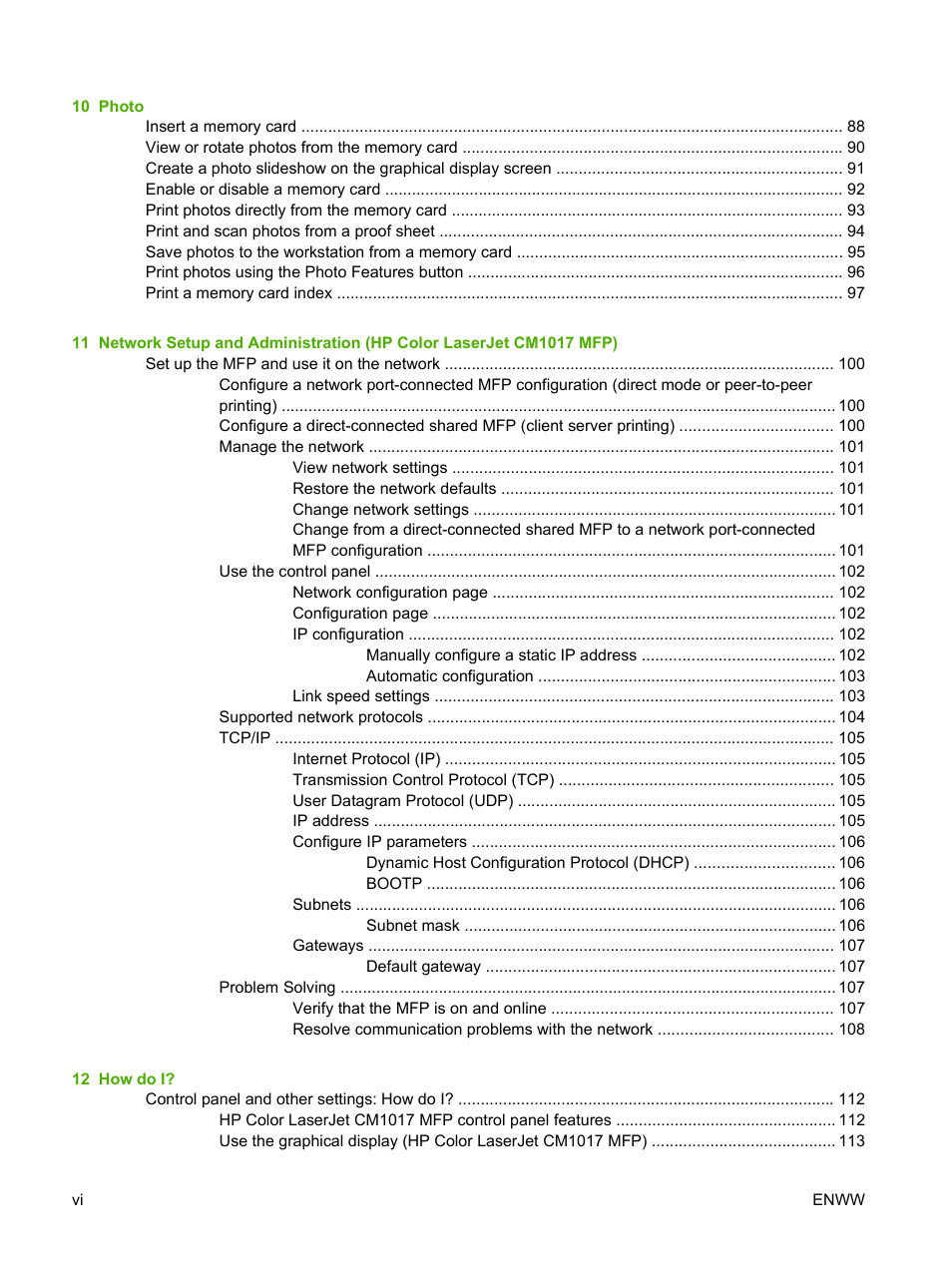 HP Color LaserJet CM1015CM1017 Multifunction Printer series User Manual | Page 8 / 264