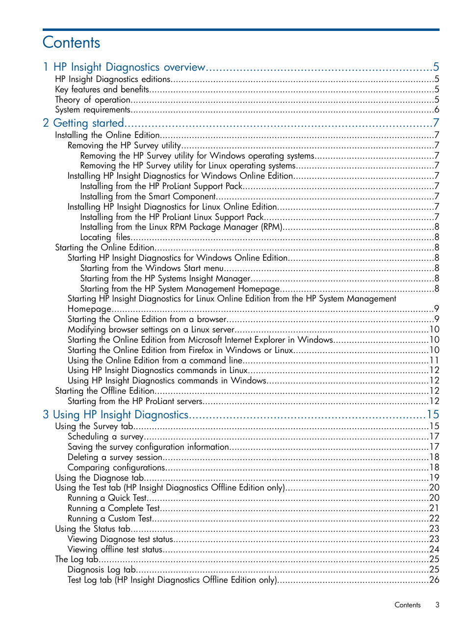 HP Insight Diagnostics Software User Manual | Page 3 / 41