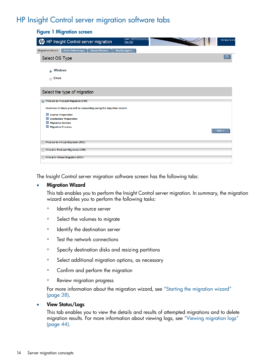 Hp insight control server migration software tabs | HP Insight Control User Manual | Page 14 / 82