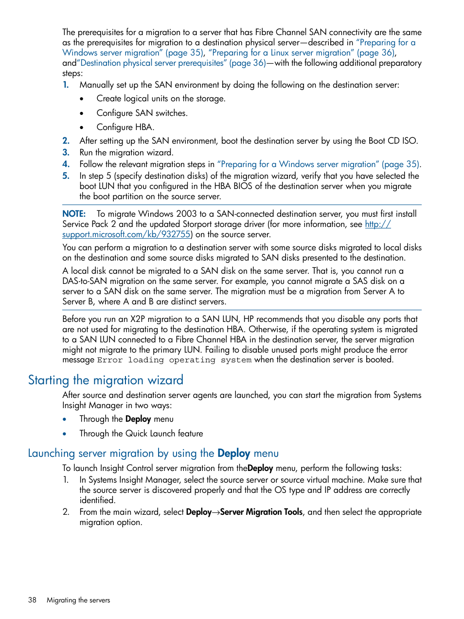 Starting the migration wizard | HP Insight Control User Manual | Page 38 / 82