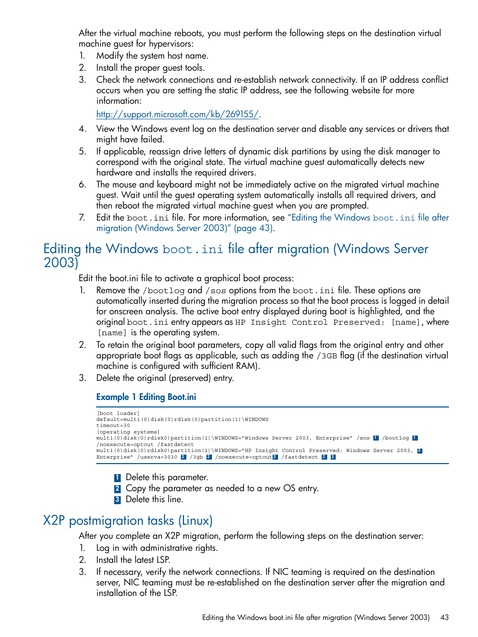 X2p postmigration tasks (linux) | HP Insight Control User Manual | Page 43 / 82