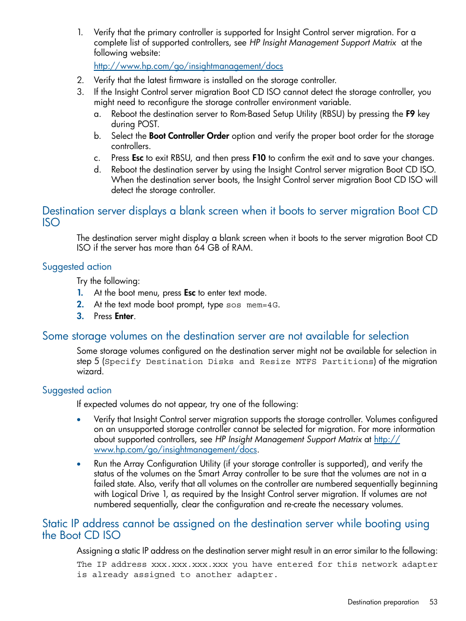 Suggested action | HP Insight Control User Manual | Page 53 / 82