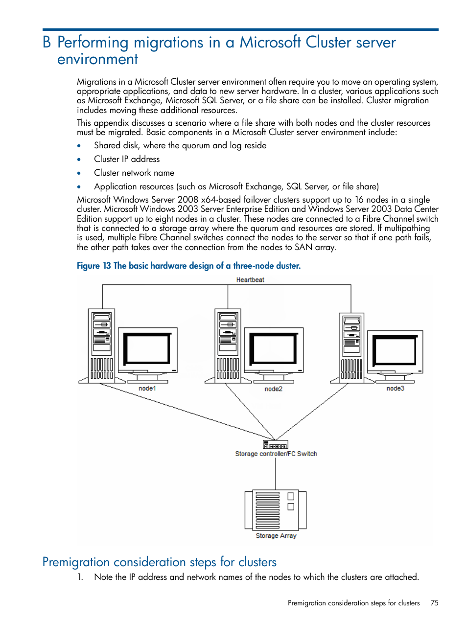 Premigration consideration steps for clusters | HP Insight Control User Manual | Page 75 / 82