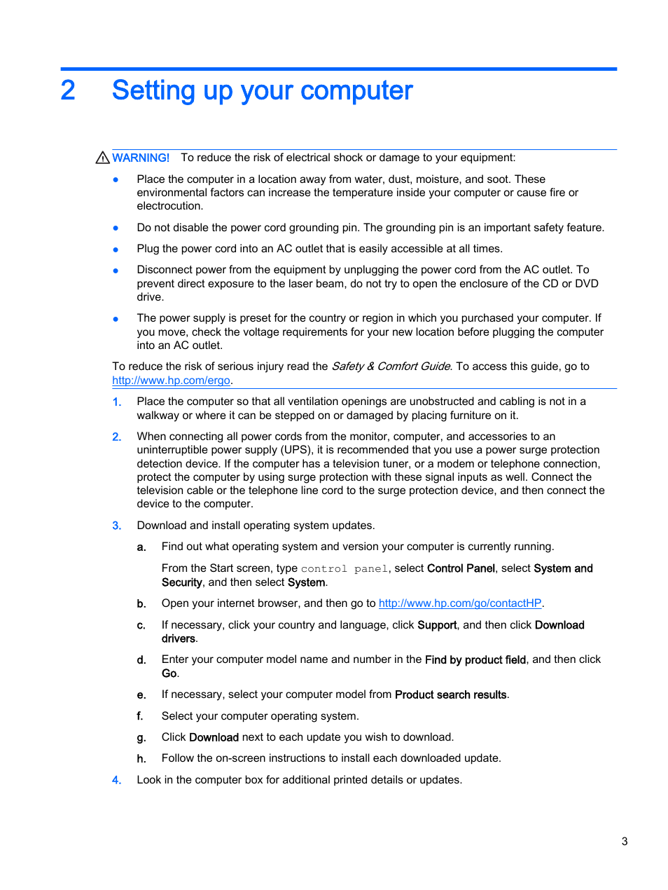 Setting up your computer, 2 setting up your computer, 2setting up your computer | HP 18-5021 All-in-One Desktop PC User Manual | Page 9 / 33