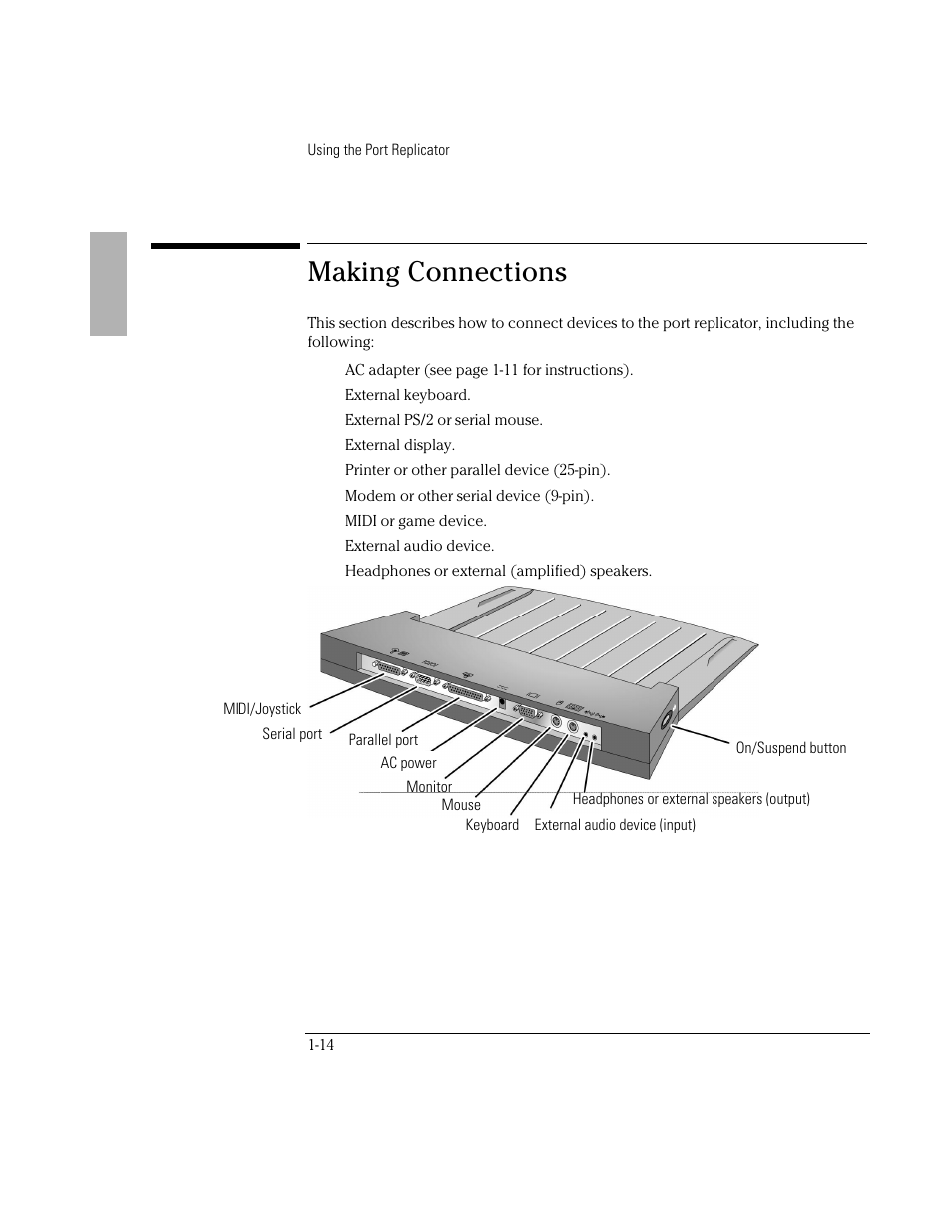 Making connections | HP OmniBook 2000 Notebook PC User Manual | Page 14 / 32