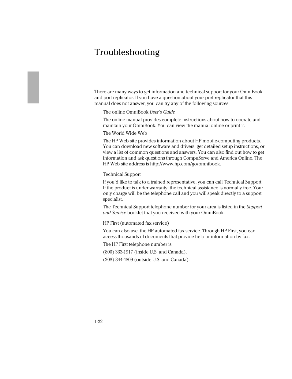 Troubleshooting | HP OmniBook 2000 Notebook PC User Manual | Page 22 / 32