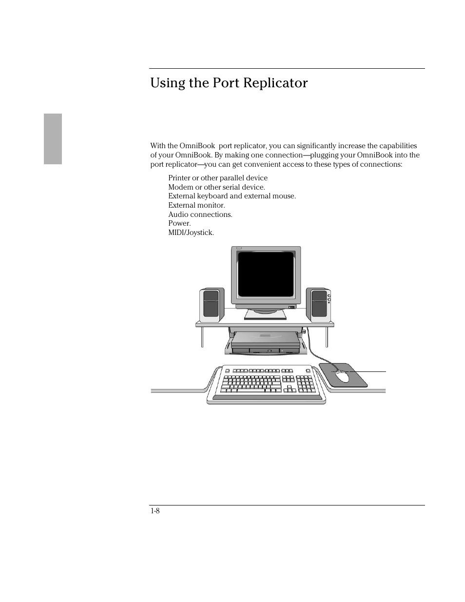 Using the port replicator | HP OmniBook 2000 Notebook PC User Manual | Page 8 / 32