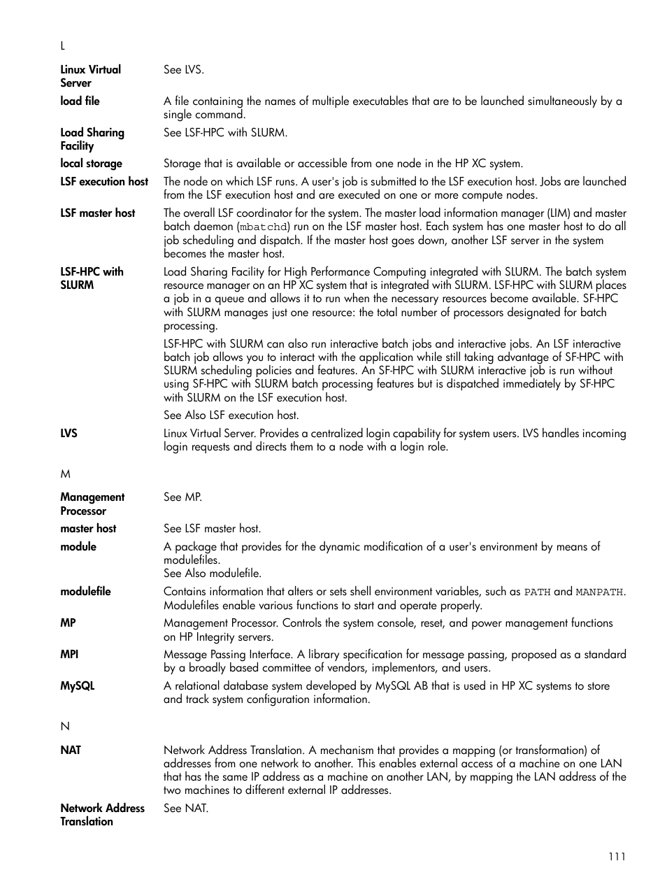 Modulefile | HP XC System 3.x Software User Manual | Page 111 / 118