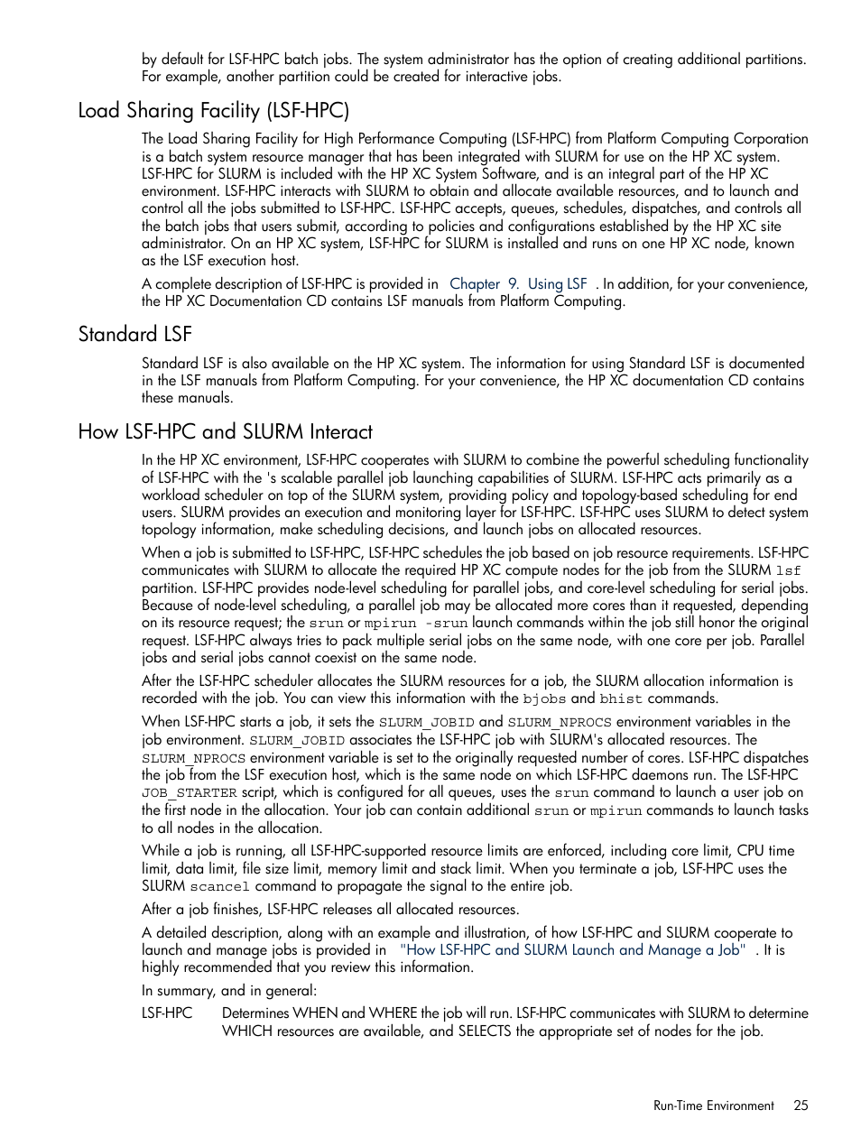 Load sharing facility (lsf-hpc), Standard lsf, How lsf-hpc and slurm interact | HP XC System 3.x Software User Manual | Page 25 / 118