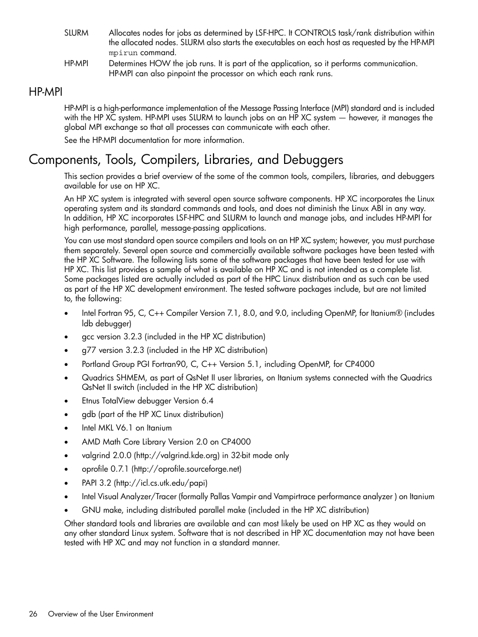 Hp-mpi | HP XC System 3.x Software User Manual | Page 26 / 118