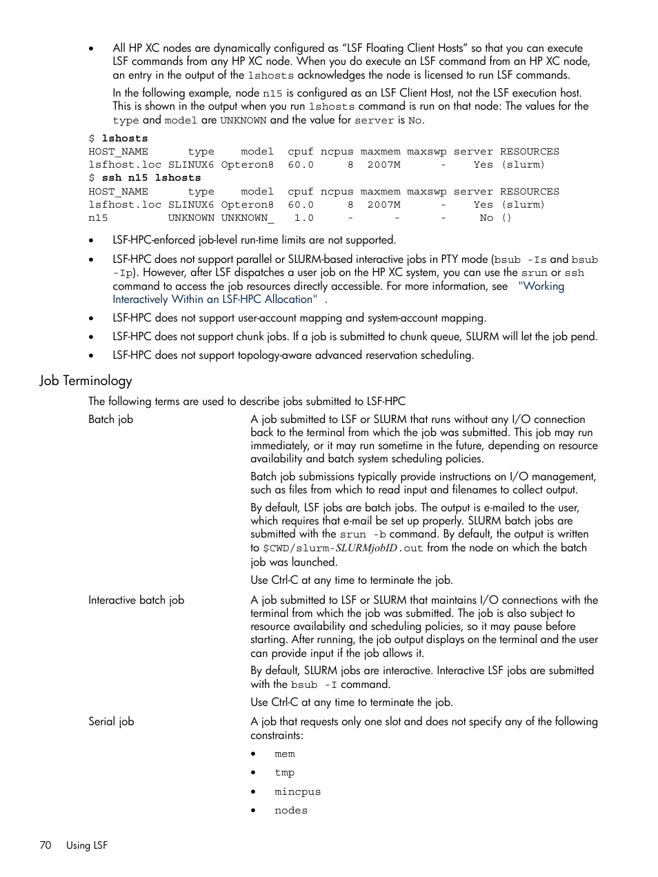 Job terminology | HP XC System 3.x Software User Manual | Page 70 / 118