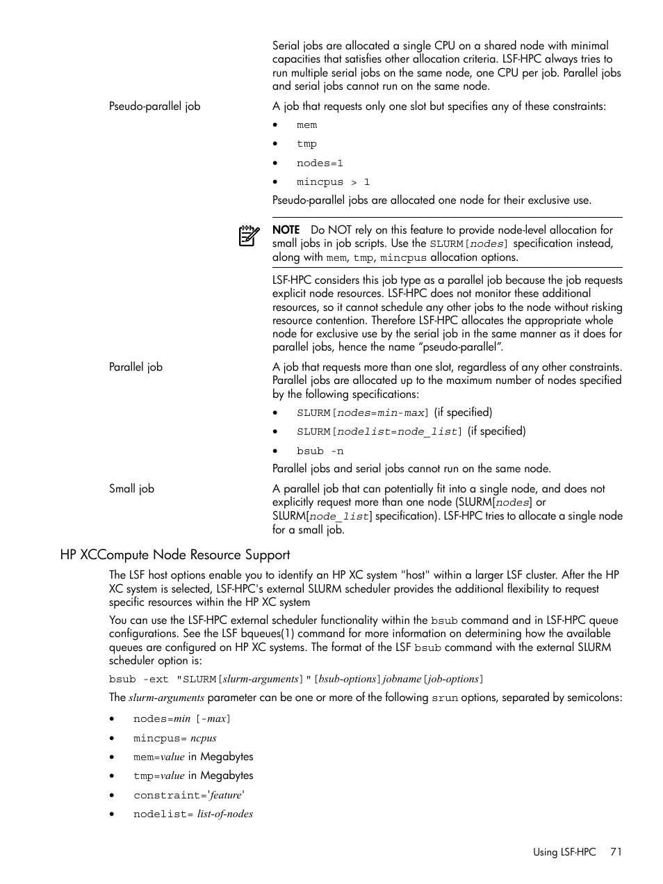 Hp xccompute node resource support | HP XC System 3.x Software User Manual | Page 71 / 118