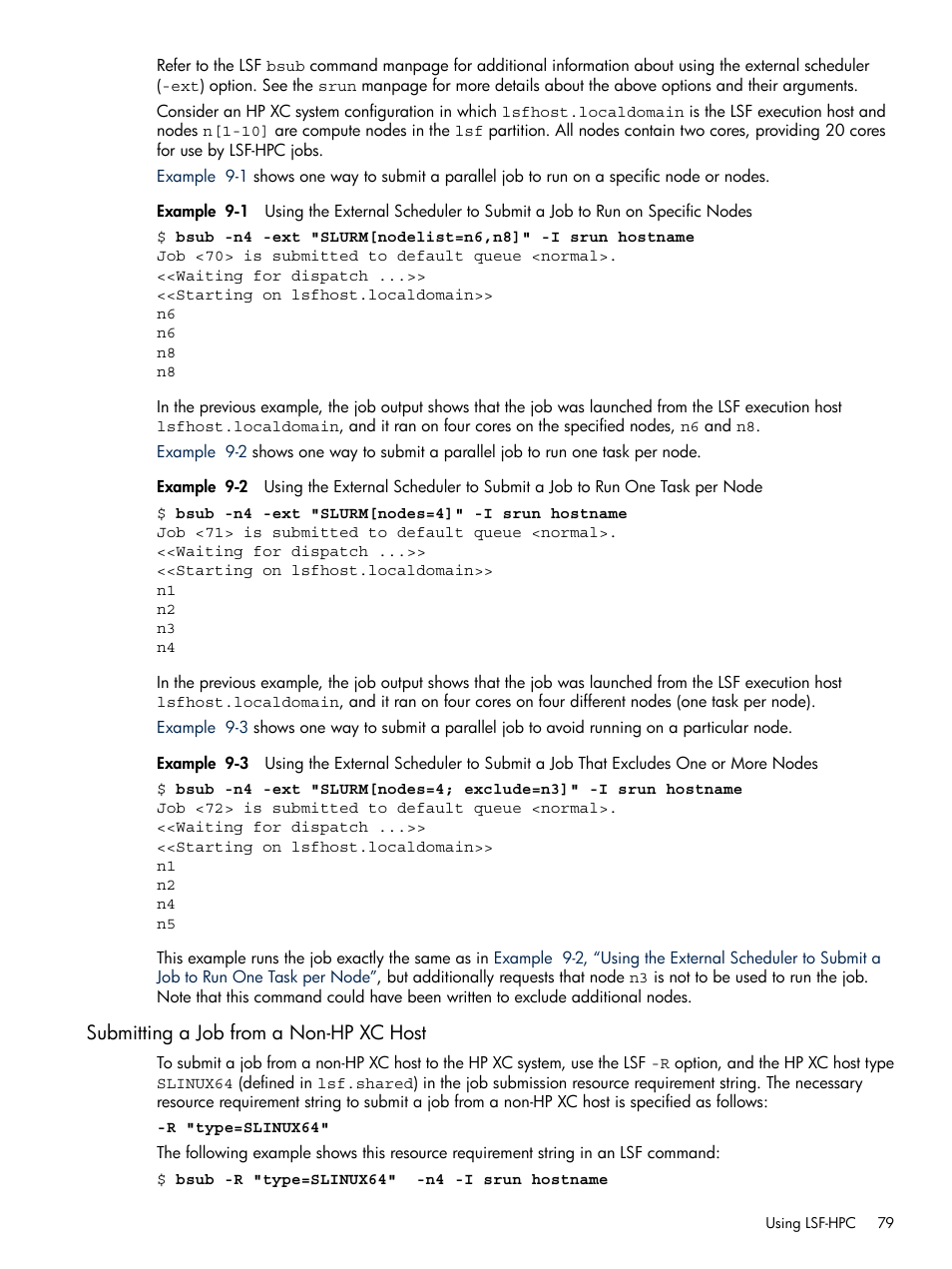 Submitting a job from a non-hp xc host | HP XC System 3.x Software User Manual | Page 79 / 118