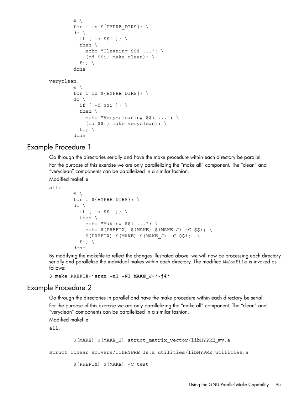 Example procedure 1, Example procedure 2, Example procedure 1 example procedure 2 | HP XC System 3.x Software User Manual | Page 95 / 118