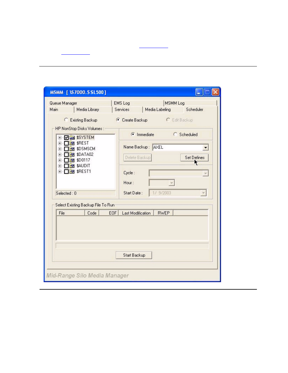 Figure 5-16, Create immediate backup, Create an immediate backup | HP NonStop G-Series User Manual | Page 106 / 216
