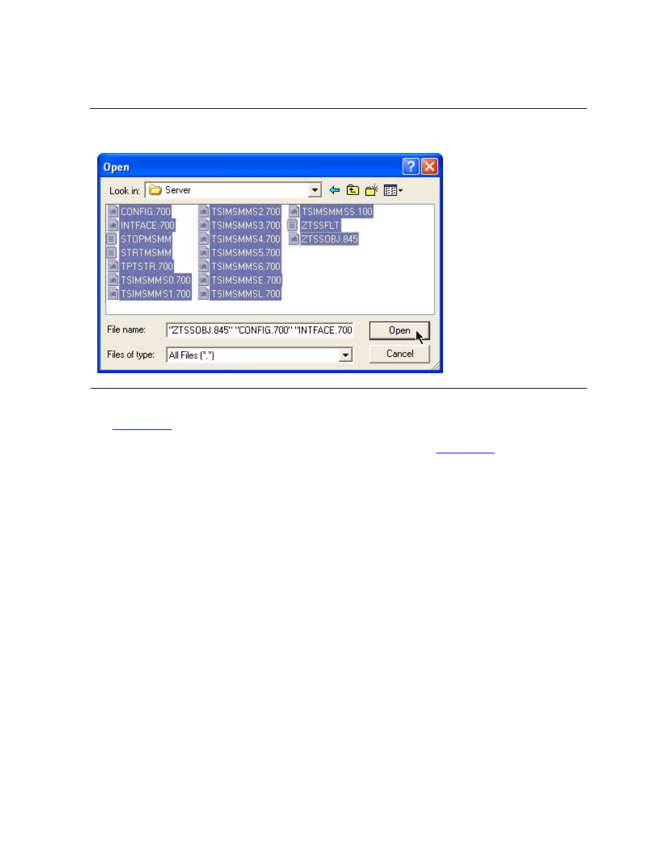 Figure 2-5, Open dialog box - server files | HP NonStop G-Series User Manual | Page 23 / 216