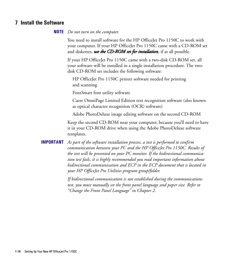7 install the software | HP Officejet Pro 1150cse All-in-One Printer User Manual | Page 19 / 74