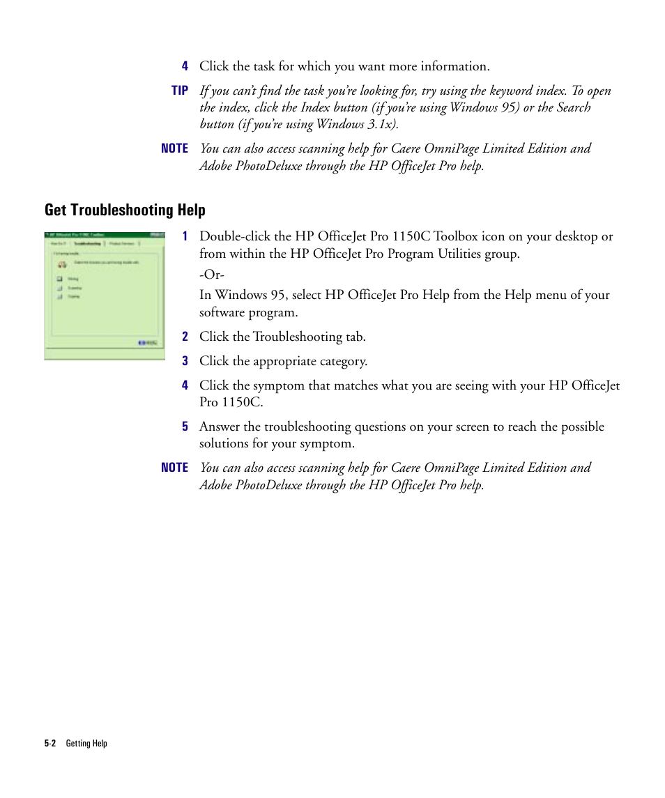 Get troubleshooting help | HP Officejet Pro 1150cse All-in-One Printer User Manual | Page 49 / 74