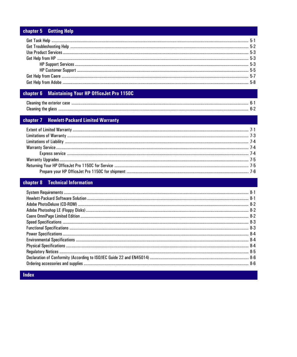 HP Officejet Pro 1150cse All-in-One Printer User Manual | Page 5 / 74