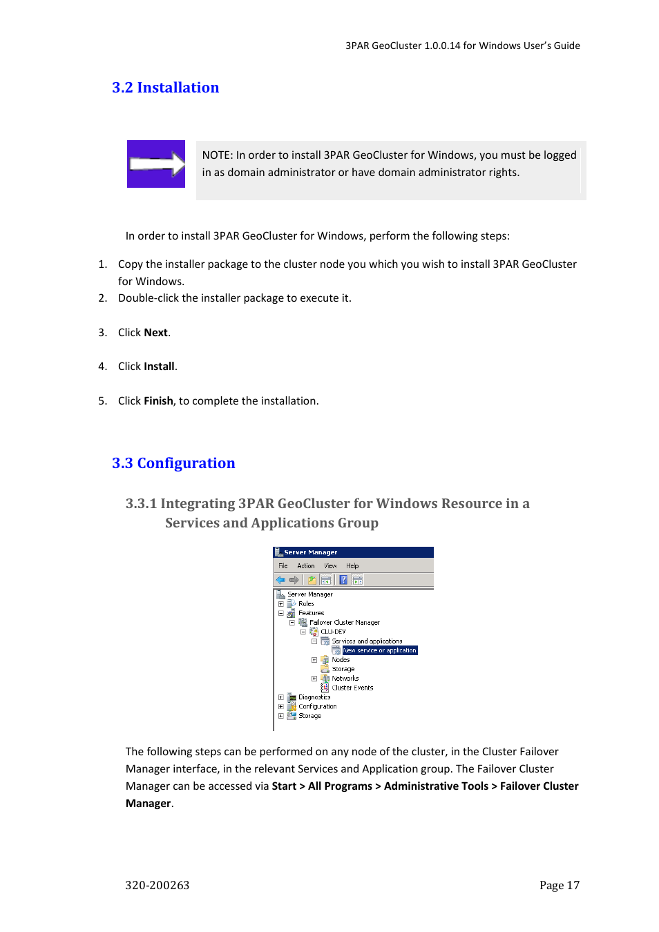 2 installation, 3 configuration | HP 3PAR Geocluster Software User Manual | Page 17 / 49