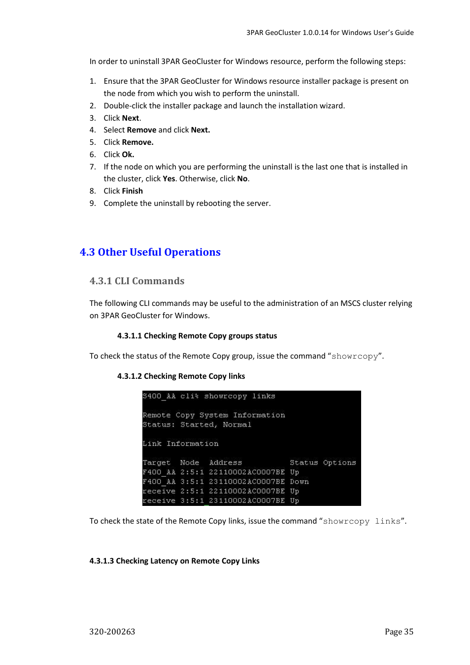 3 other useful operations | HP 3PAR Geocluster Software User Manual | Page 35 / 49