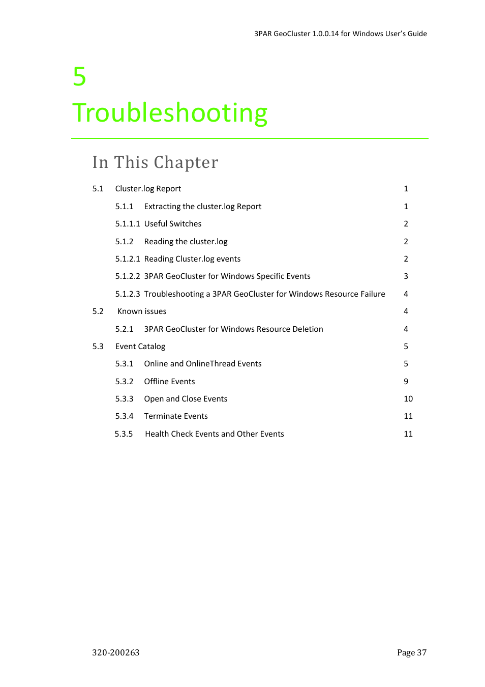 5 troubleshooting | HP 3PAR Geocluster Software User Manual | Page 37 / 49