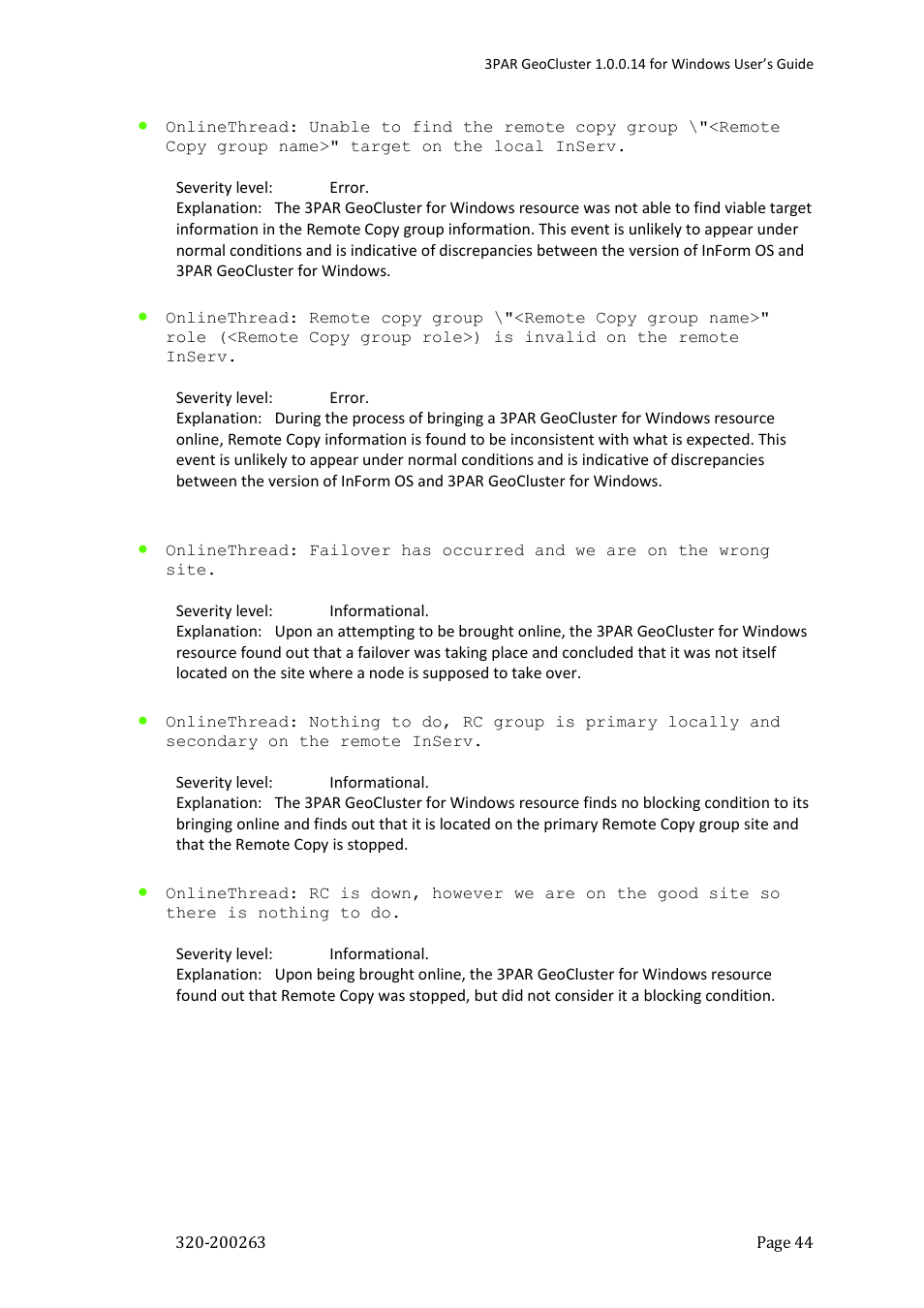 HP 3PAR Geocluster Software User Manual | Page 44 / 49