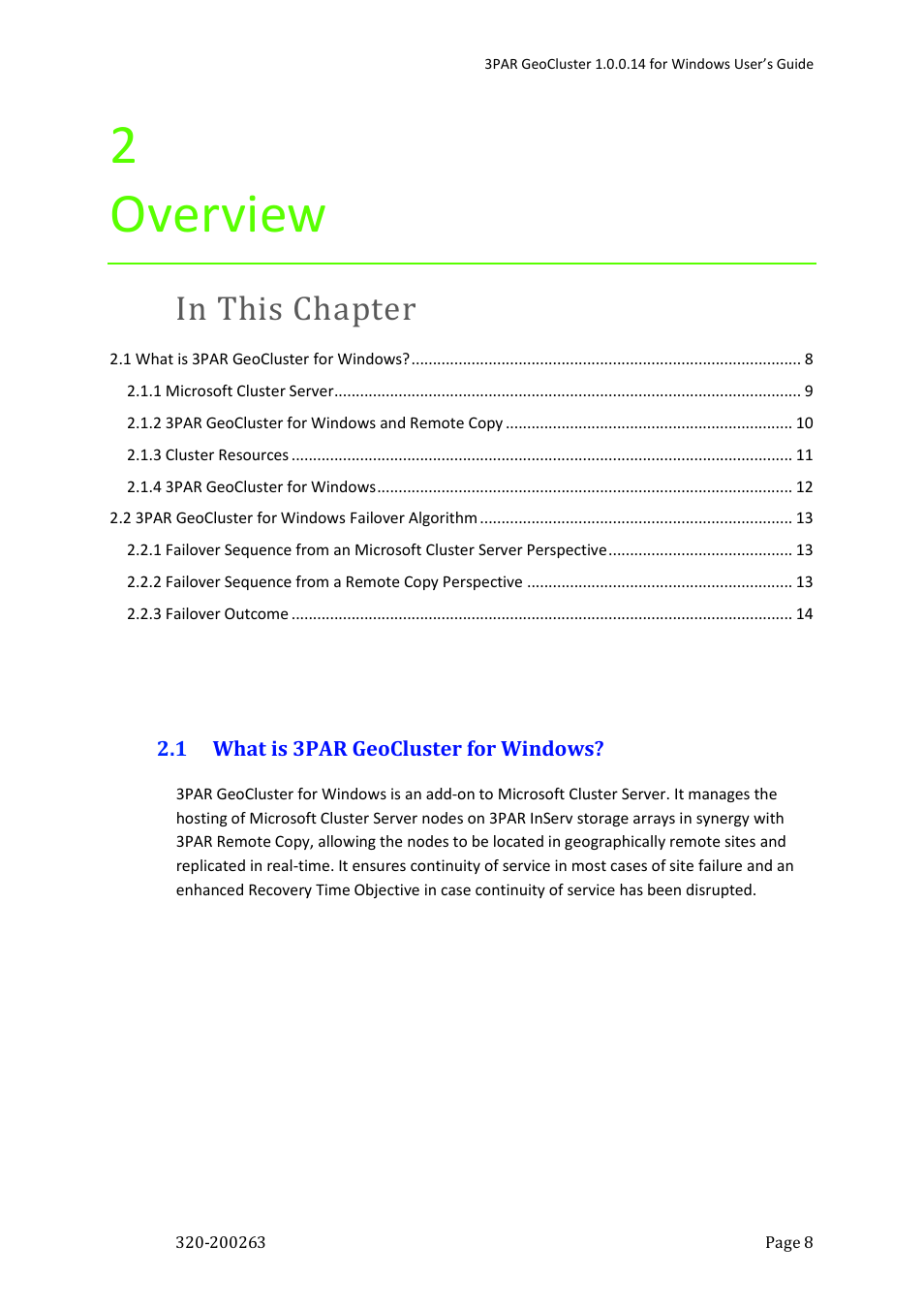 2 overview | HP 3PAR Geocluster Software User Manual | Page 8 / 49