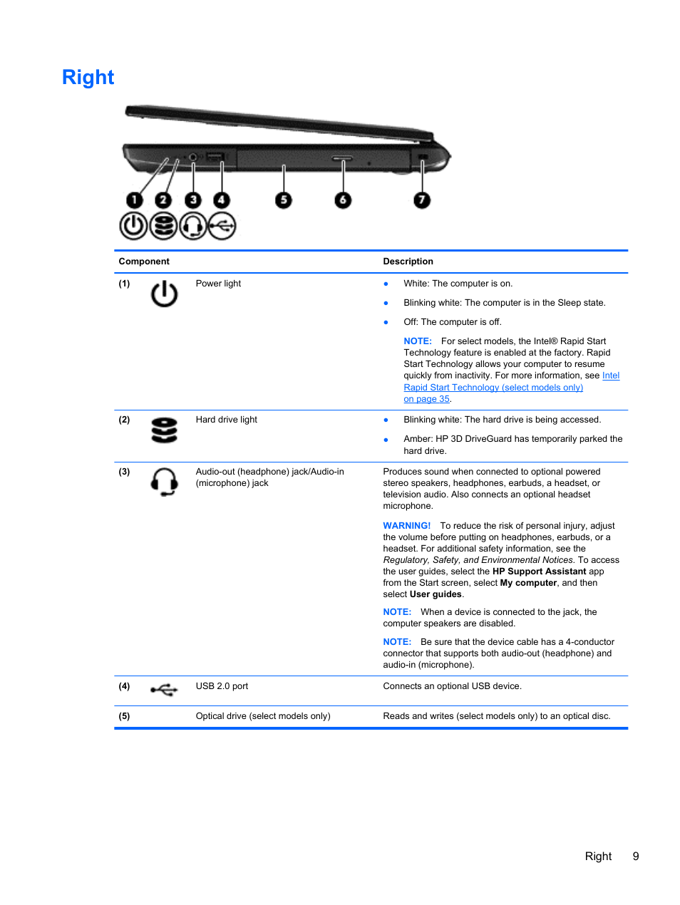 Right, Right 9 | HP 242 G1 Notebook PC User Manual | Page 19 / 105