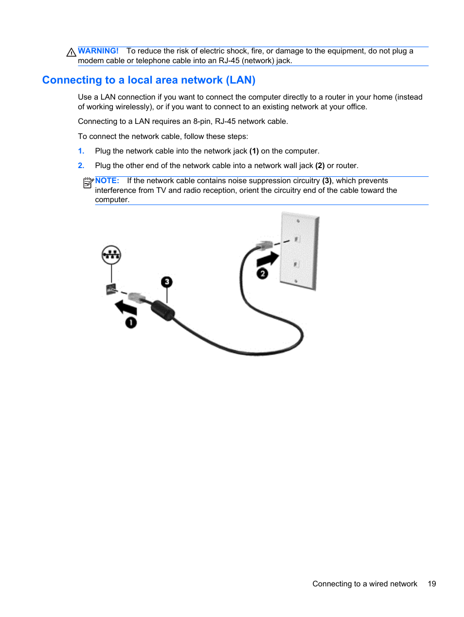 Connecting to a local area network (lan) | HP 242 G1 Notebook PC User Manual | Page 29 / 105