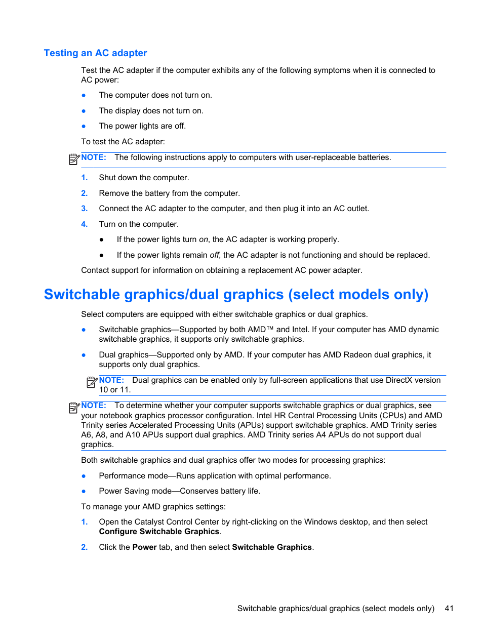 Testing an ac adapter | HP 242 G1 Notebook PC User Manual | Page 51 / 105
