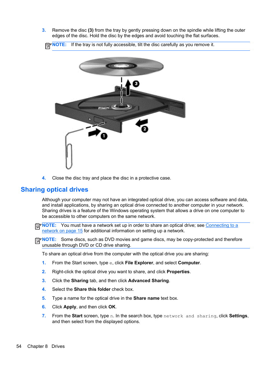 Sharing optical drives | HP 242 G1 Notebook PC User Manual | Page 64 / 105