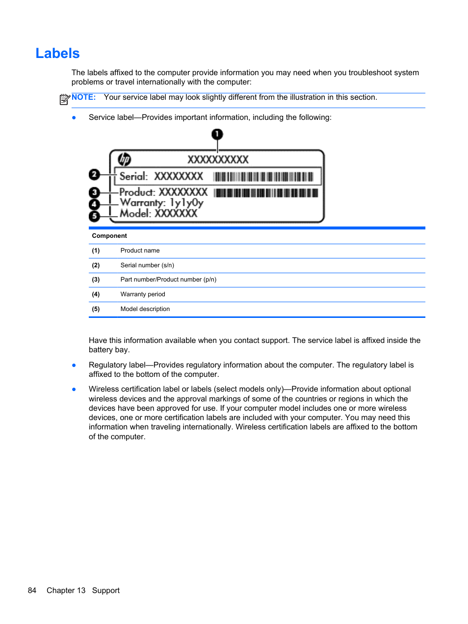 Labels | HP 242 G1 Notebook PC User Manual | Page 94 / 105