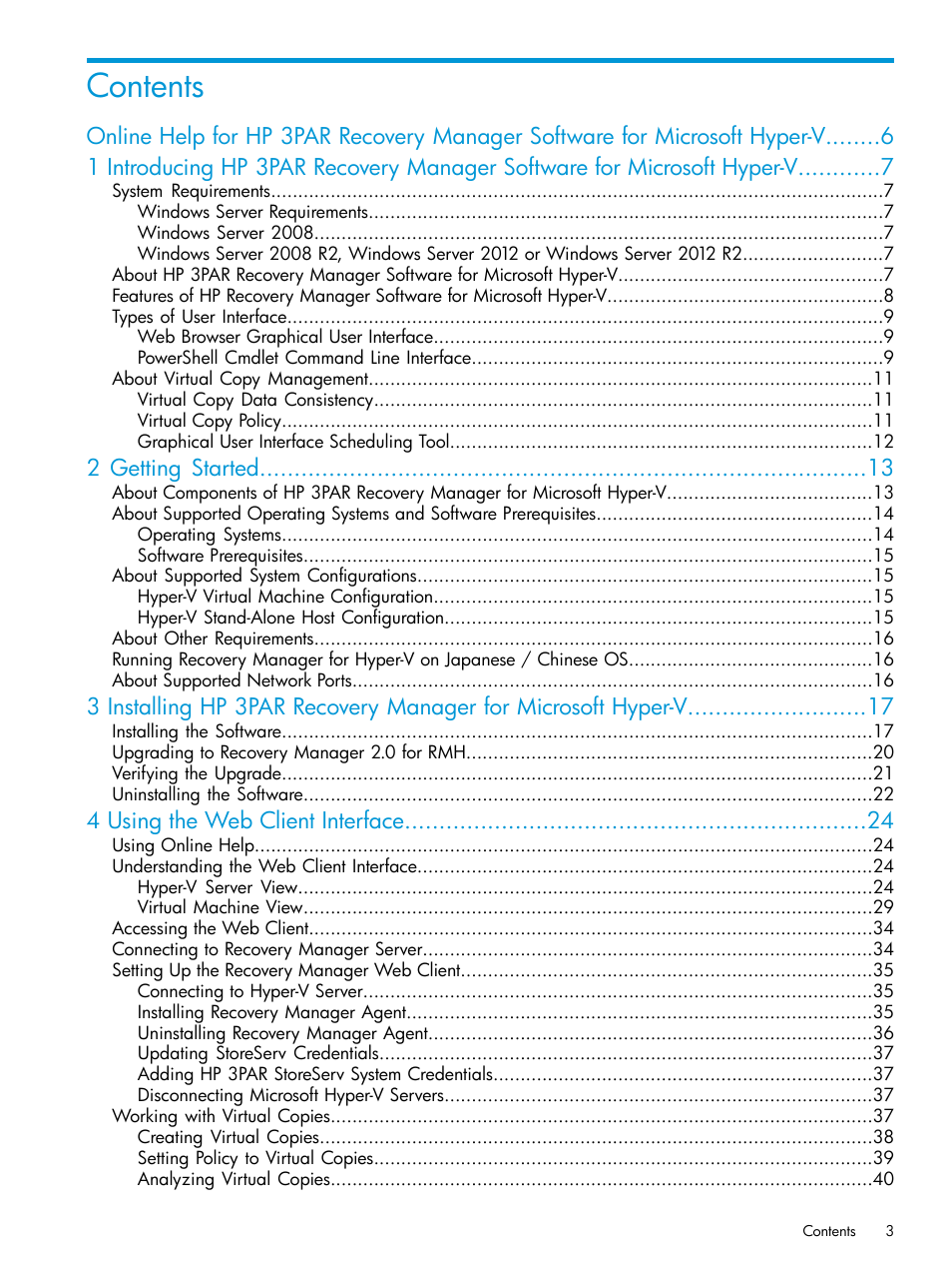 HP 3PAR Application Software Suite for Microsoft Hyper-V User Manual | Page 3 / 106