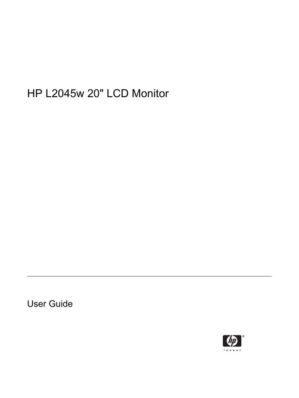 HP L2045w 20-inch Widescreen LCD Monitor User Manual | 52 pages