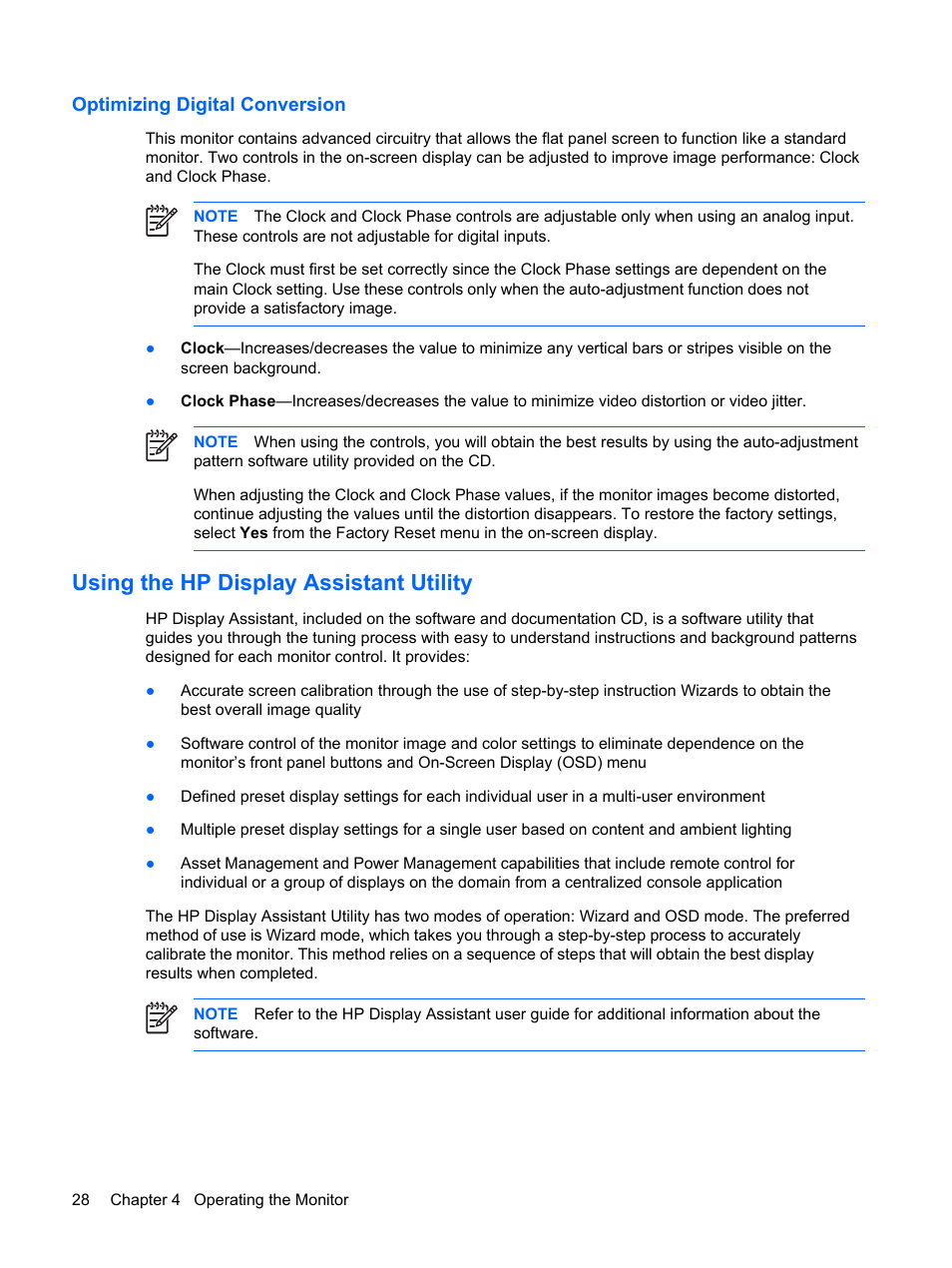 Optimizing digital conversion, Using the hp display assistant utility | HP L2045w 20-inch Widescreen LCD Monitor User Manual | Page 34 / 52