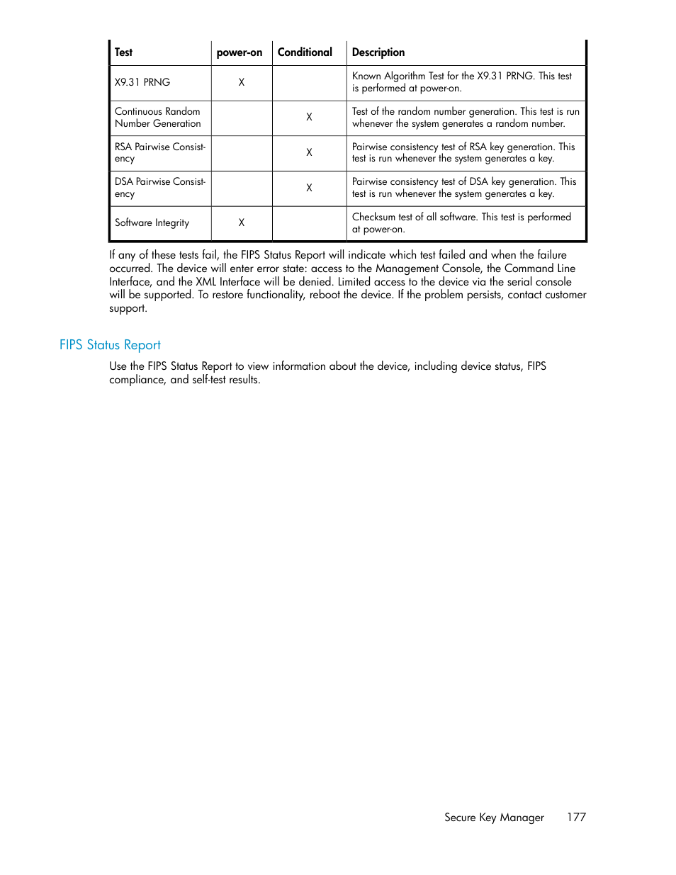 Fips status report | HP Secure Key Manager User Manual | Page 177 / 352