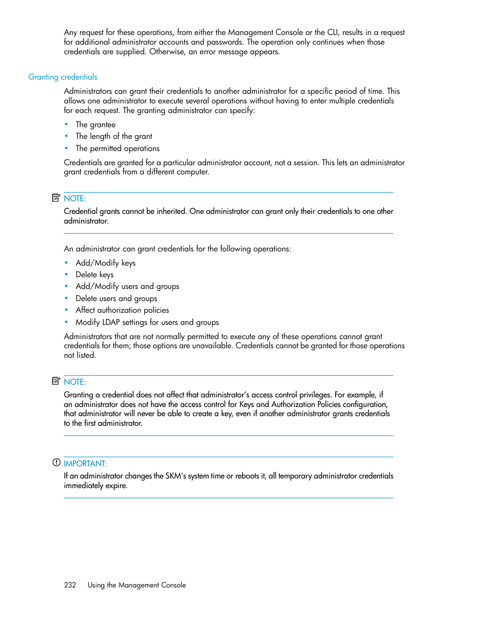 Granting credentials | HP Secure Key Manager User Manual | Page 232 / 352